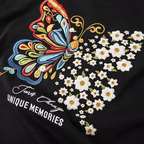 Butterfly Embroidered Oversized Tee